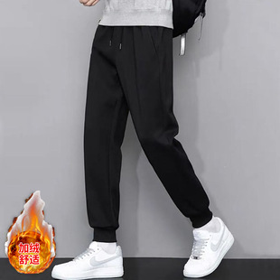 Chinese Cotton Leg-toe Sports Pants Unisex Winter fleece-lined Loose Trendy Brand Casual Pants Solid Color Simple Sweatpants