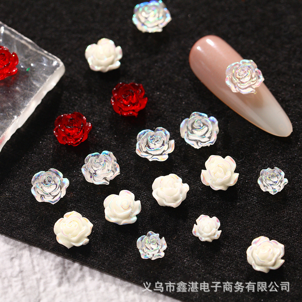 珠光山茶花美甲饰品透明极光玫瑰手机壳装饰树脂花diy饰品配件