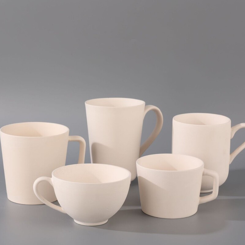 Tea cup plain blank mug ceramic DIY handmade ceramic white porcelain tea cup semi-finished plain blank side coffee cup