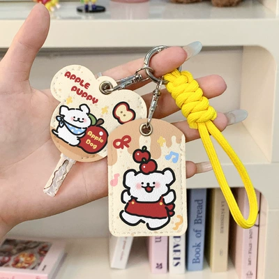 Electric vehicle key cover shell, Electric Vehicles - double-card-holder-key-rope-apple-line-dog