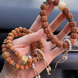 手作/小金刚搭配菩提根奶酪 星月跑环款牛骨隔片手串 文玩盘串