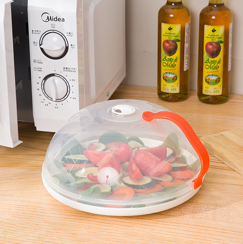 Microwave oven oil-proof cover with handle, anti-splash and high temperature resistant food grade fresh-keeping cover, special transparent hot dish cover for heating