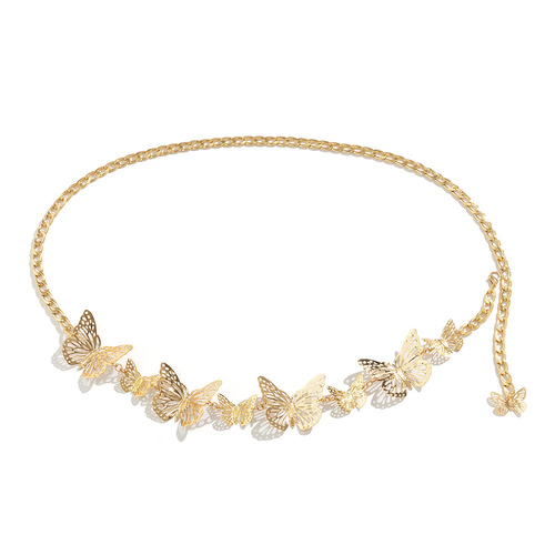 European and American cross-border jewelry punk three-dimensional splicing single-layer butterfly waist chain for women simple geometric versatile body chain