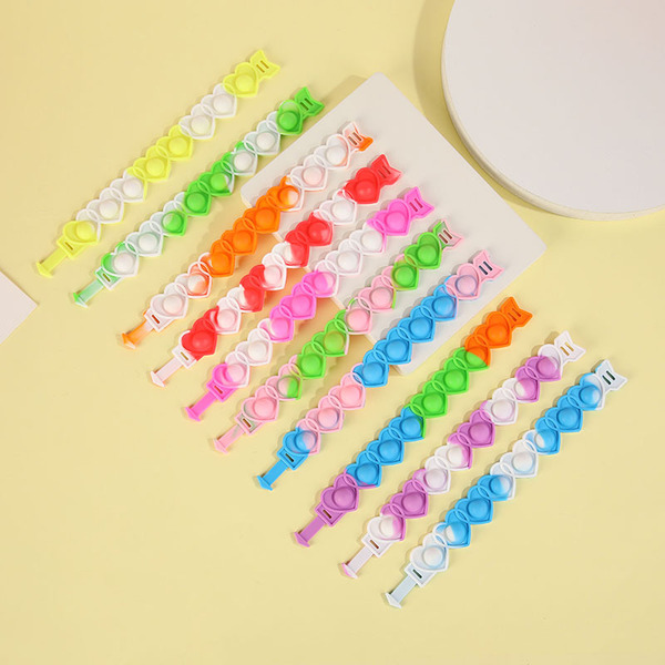 Fun Candy-Colored Silicone Heart Bracelet, Contrasting Color Bubble Ball Decompression Bracelet, Kidsren's Educational Press Toy Bracelet