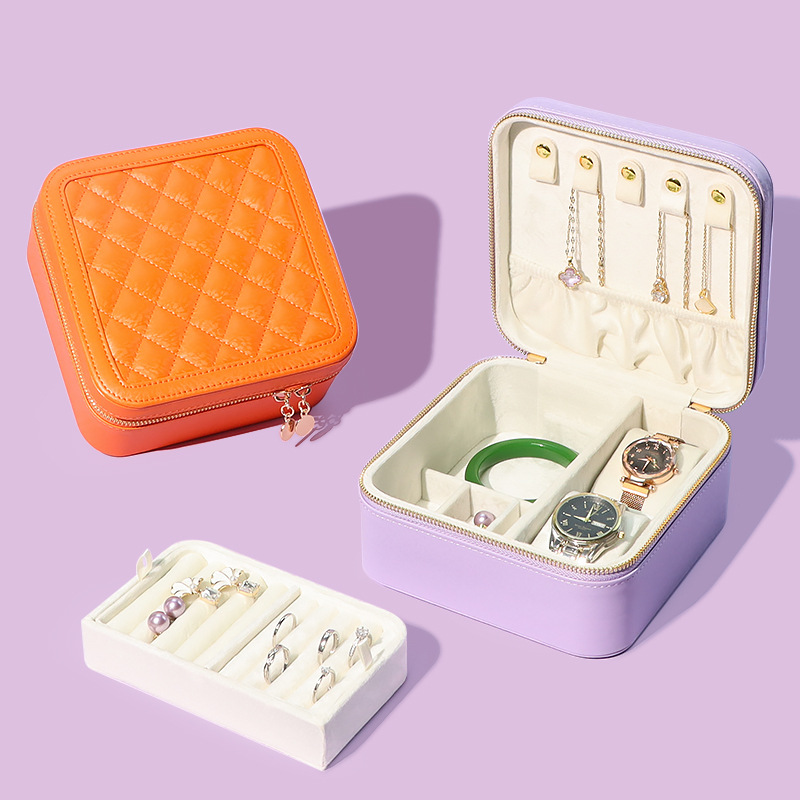 Cross-Border Large-Capacity Extra-Large Jewelry Box Jewelry Watch Ring Necklace Storage Portable Travel Zipper Bag