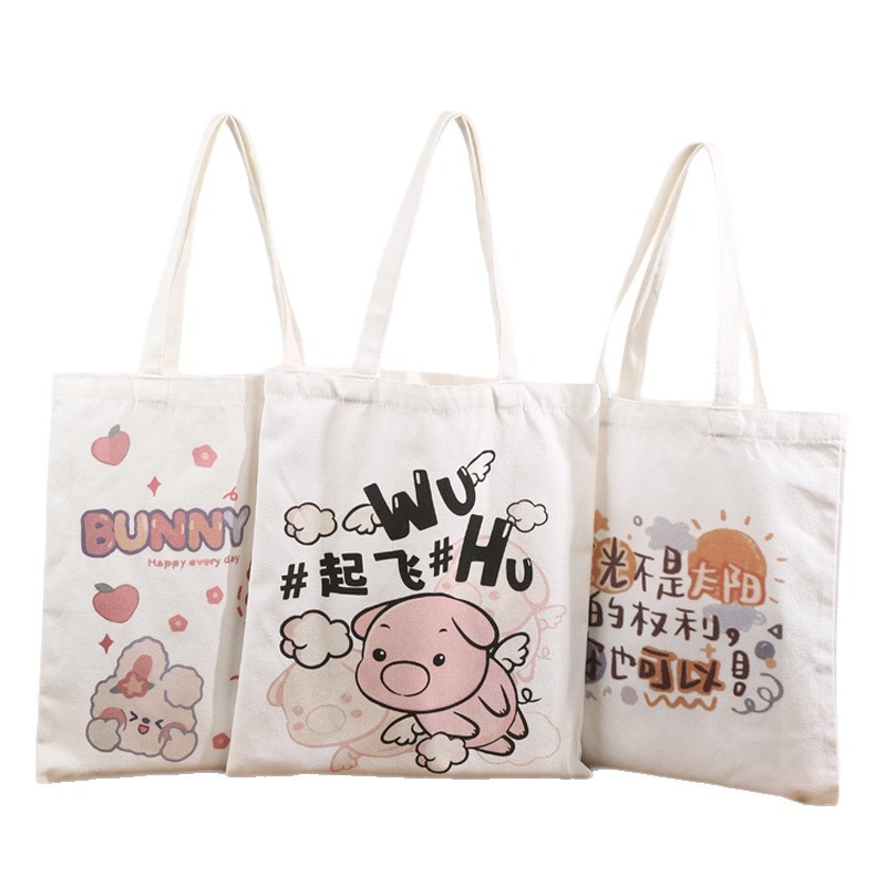 Bolsa de lona portátil personalizada ins Sensación avanzada Bolsa de lona en blanco de un solo hombro Escuela intensiva Impresión de logotipo publicitario