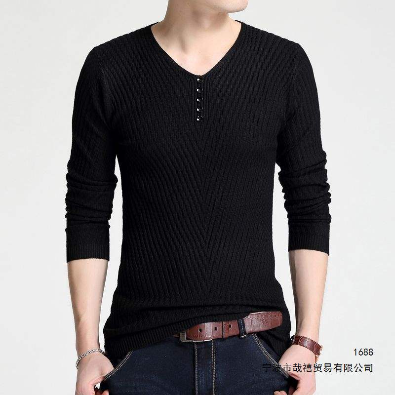2026 Autumn New Men's Knitwear, Fashionable Casual Korean Style V-neck Solid Color Base Shirt, In Stock, Whole Order