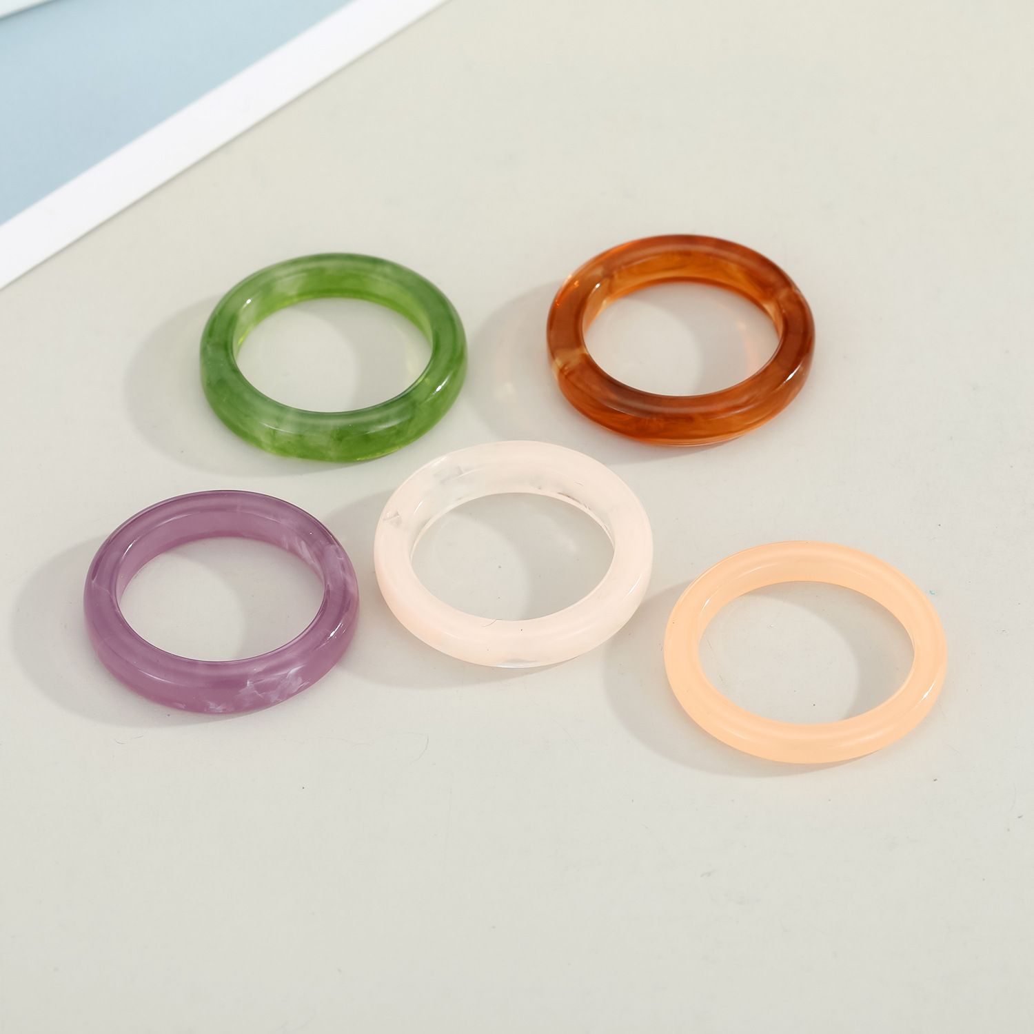 Korean Solid Color Resin Ring display picture 8