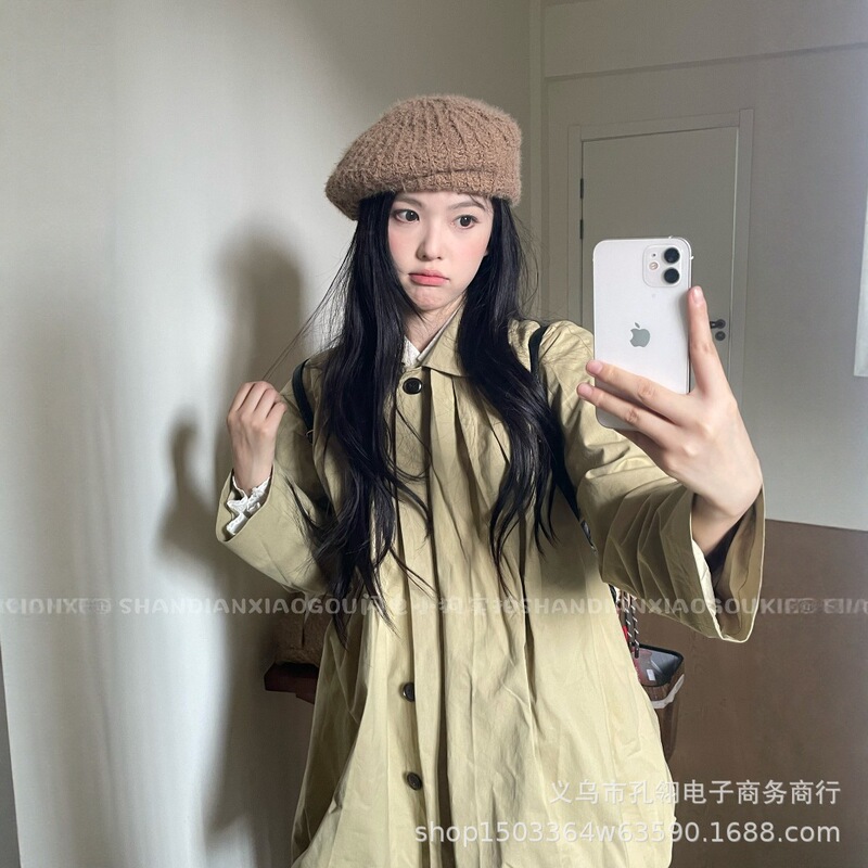 韩系时髦气质贝雷帽女秋冬保暖防寒显脸小针织帽百搭大头围画家帽|undefined