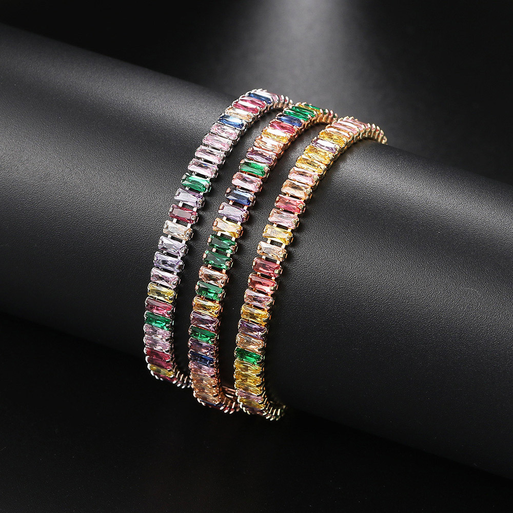Copper Material Fashion Geometric Copper Inlay Zircon Bracelets 1 Piece