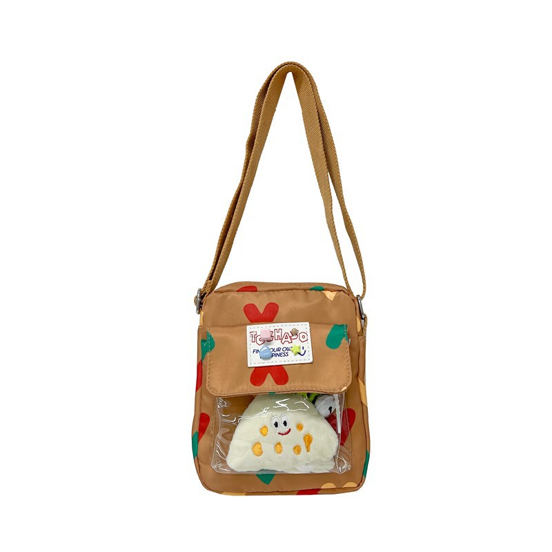 2025 nuevo bolso para niños japonés pequeño y fresco amor bolso de mensajero para niños y niñas con solapa con colgante bolso de hombro para niños