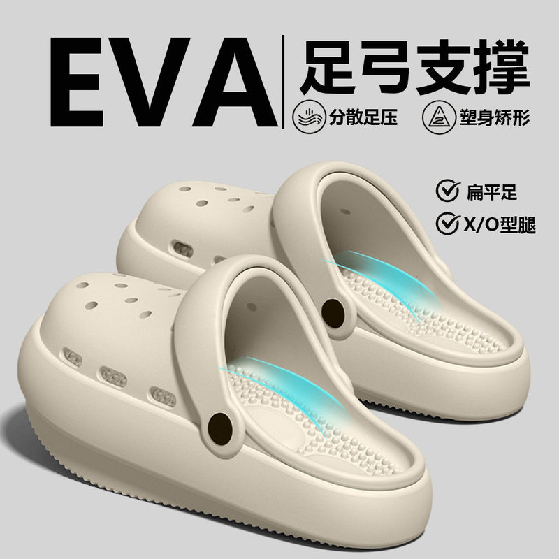 Arch support negative heel perforated shoes for women, summer 2026 new model, home use, thick-soled, non-slip, odor-resistant, flat-foot slippers Arch support negative heel perforated shoes for women, summer 2026 new model, home use, thick-soled, non-slip, odor-resistant, flat-foot slippers