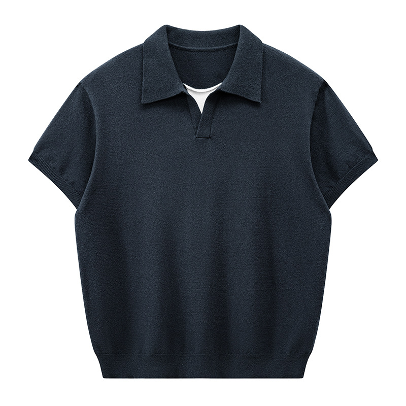 ZF8111-B海鸥领针织OLO衫简约休闲老钱风短袖松弛感上衣，男装针织衫/毛衣，星座614