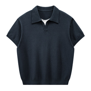 ZF8111-B 海鸥领针织OLO衫简约休闲老钱风短袖松弛感上衣，男装针织衫/毛衣，星座614