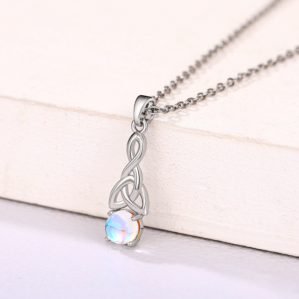 Moonlight Stone Necklace Set With Triangle Twisted Earrings_voghion.com