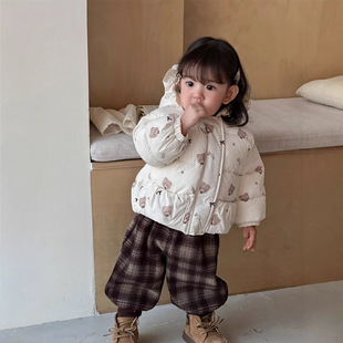 Baby Coat Korean Style Cute Super Cute Winter Clothing Western Style Cartoon Bear Thickened Warm Winter Outgoing Cotton Coat Trendy