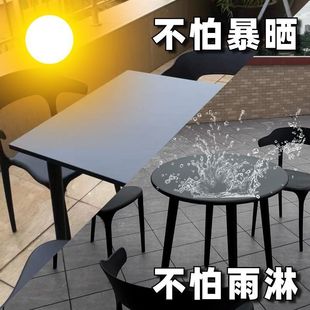 Outdoor Plastic Leisure Negotiation Outdoor Balcony Small Round Table and Chair Combination Internet Celebrity Milk Tea Shop Outdoor Simple Dining Table