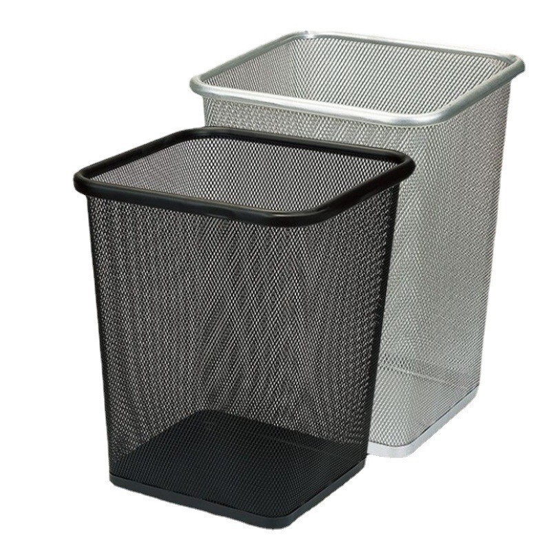 Square Metal Iron Net Trash Bin Wholesale Home Open Style Office Kitchen INS Coverless Waste Paper Trash Bin