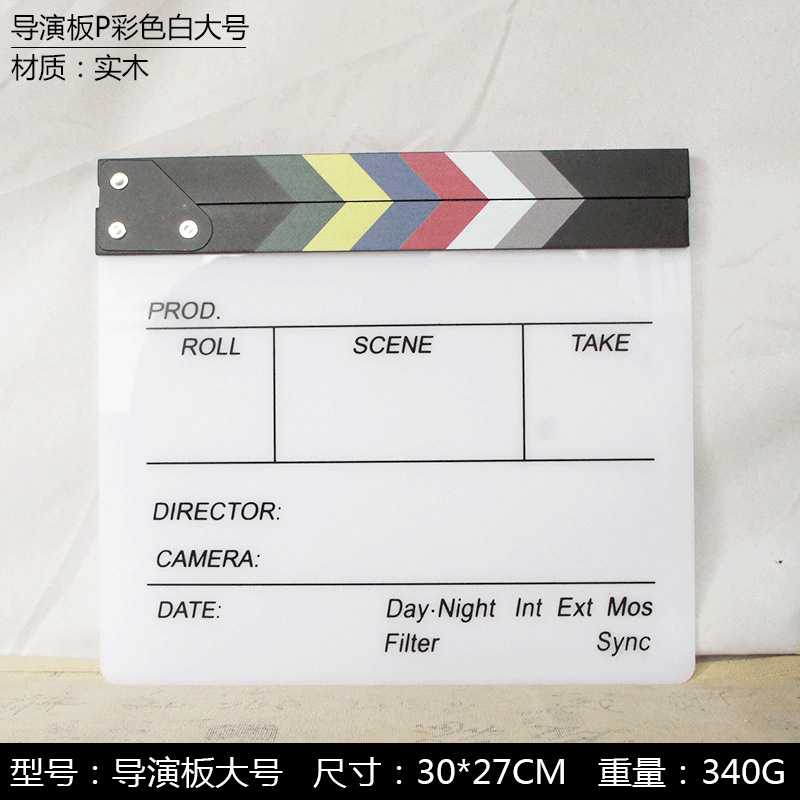 亚克力木质导演板英文中文新款拍视频电影城场记板拍打板摄影道具详情1
