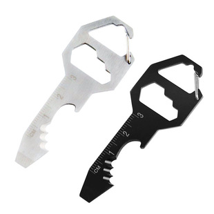 Portable key hanging buckle measuring ruler tool card multi-function one-word bottle opener hexagonal wrench pendant portable knife