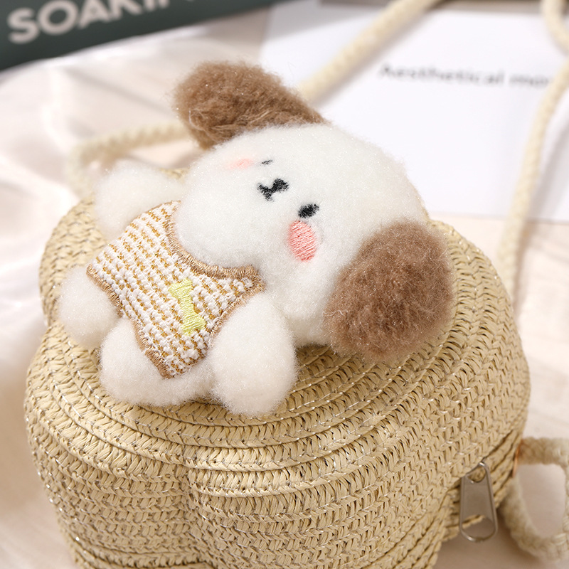 64g Weight Weave Fashion Element Zipper Closure Type Single Shoulder Strap Strap Type Straw Bag Bags Type Casual, Holiday Occasion Straw Material Animal, Cartoon Pattern Spring&Summer Season Kid'S Gender Cute Style Round, Heart-shaped Shape Kid'S Straw Animal Cartoon Cute Weave Round Heart-shaped Zipper Straw Bag 21