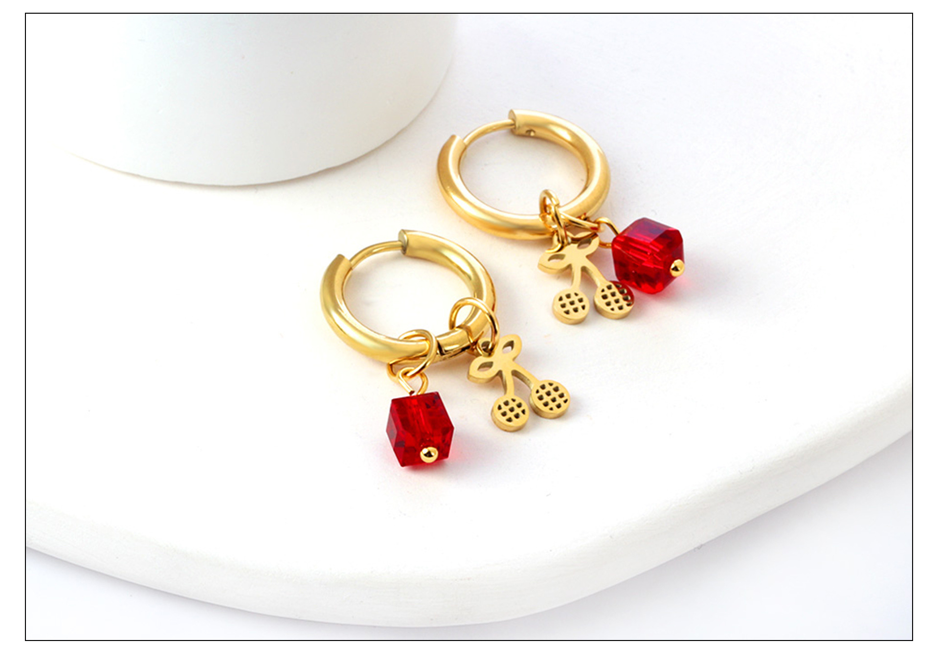 Fashion Cherry Mango Stainless Steel Plating Drop Earrings 1 Pair