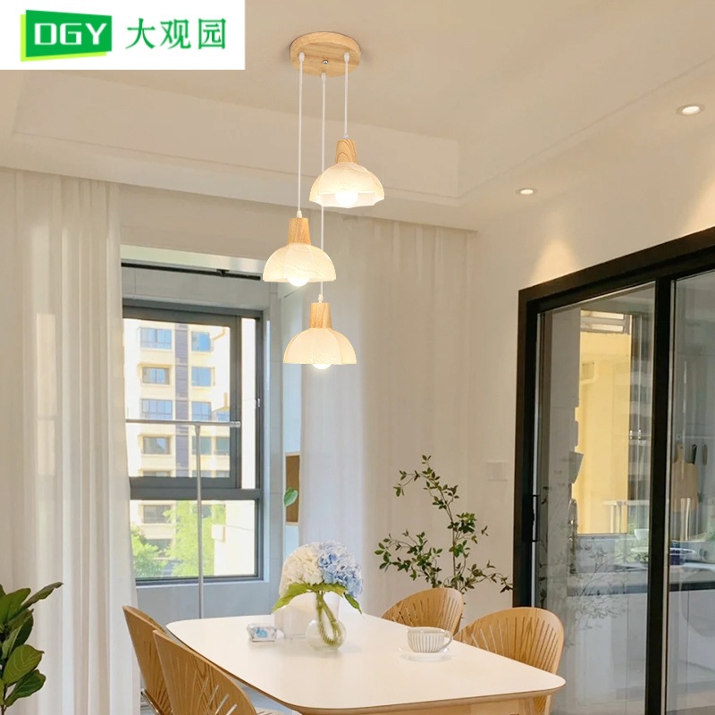 Lámpara del restaurante moderna y simple estilo japonés de madera tranquila alojamiento de la cama de la lámpara del comedor lámpara de bar de vidrio L271