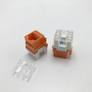 Short-fit six CAT6 RJ 45 180 degree unshielded network information module dual-use IDC