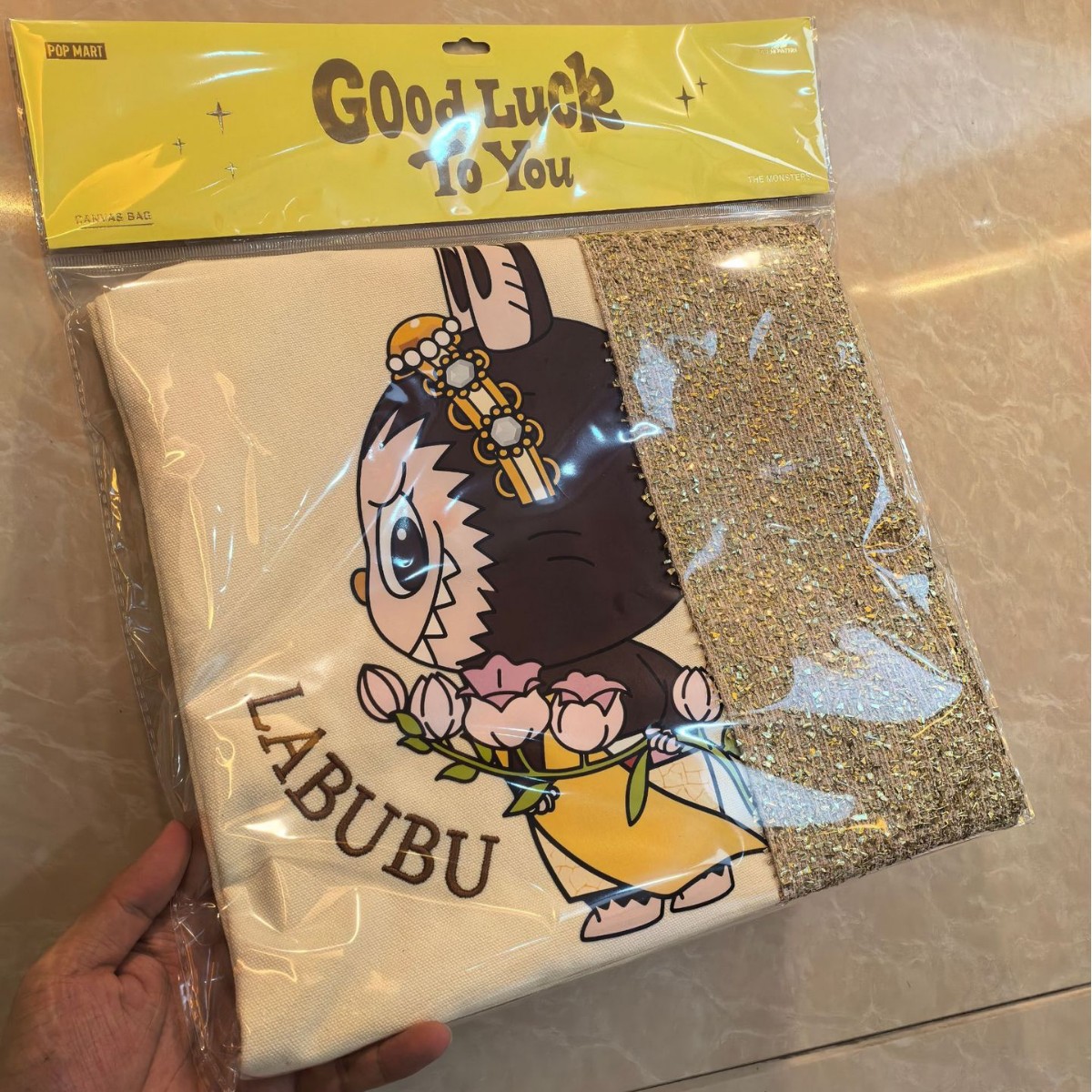 labubu拉布布手提包帆布包烫金工艺学生成人可爱大容量休闲包