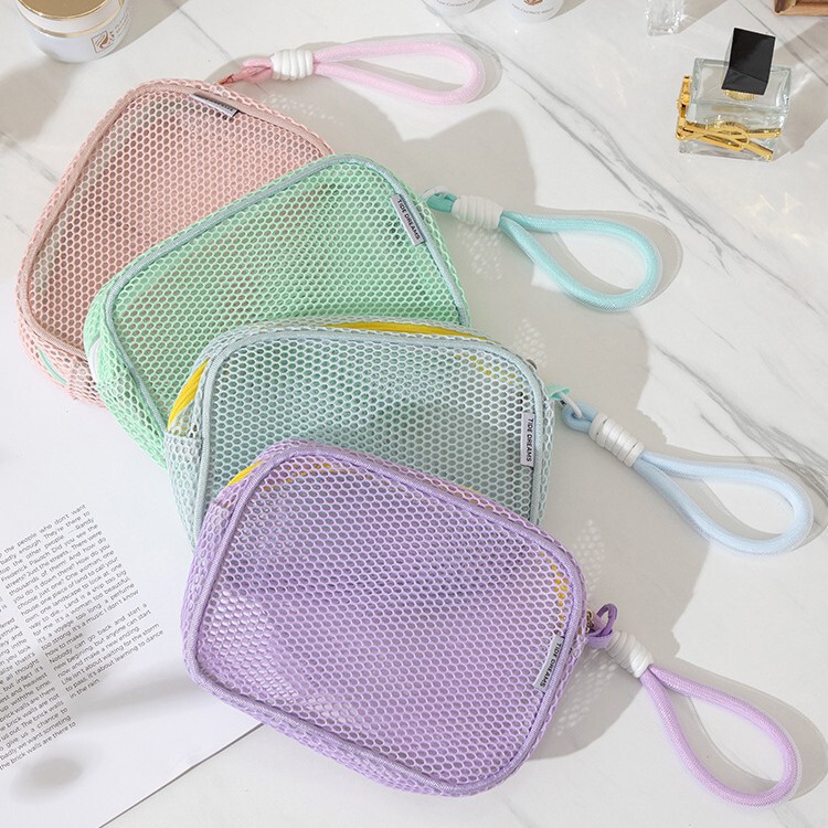 Dopamine Tofu Cosmetic Bag Mesh Storage Cute Mini Bag Breathable Portable Travel Makeup Storage Bag Dopamine Tofu Cosmetic Bag Mesh Storage Cute Mini Bag Breathable Portable Travel Makeup Storage Bag