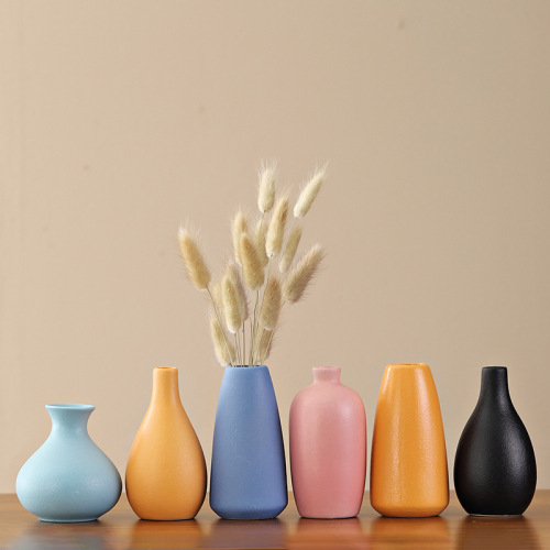 Ins-style Nordic creative ceramic small vase, dried flower arrangement, home decor, living room decoration, TV stand, desk accessory