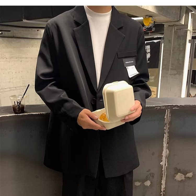 Sentido de alta gama 2024 nuevo estilo chaqueta blanca hombre frito traje callejero hombre oversize estilo de Hong Kong casual pequeño traje grande