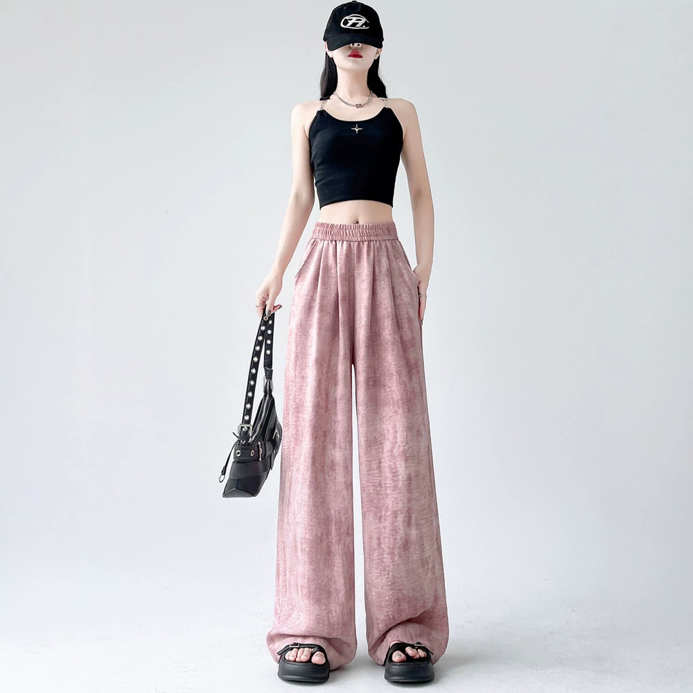Quần culottes nữ ống rộng phong cách lười biếng, cạp cao suông rủ, kiểu dáng dài chạm đất — Xám đen chi tiết 1