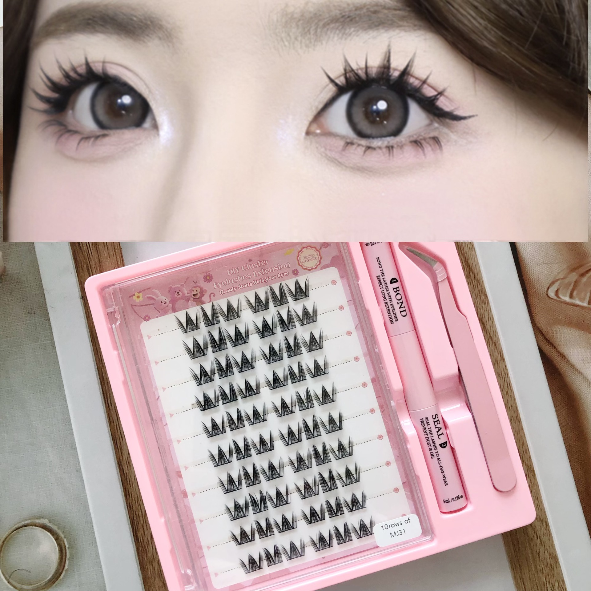 Conjunto de pestañas falsas transfronterizas, pestañas falsas de gato dulce de gran capacidad, ojos de gato dulces, japoneses naturales, lindos.