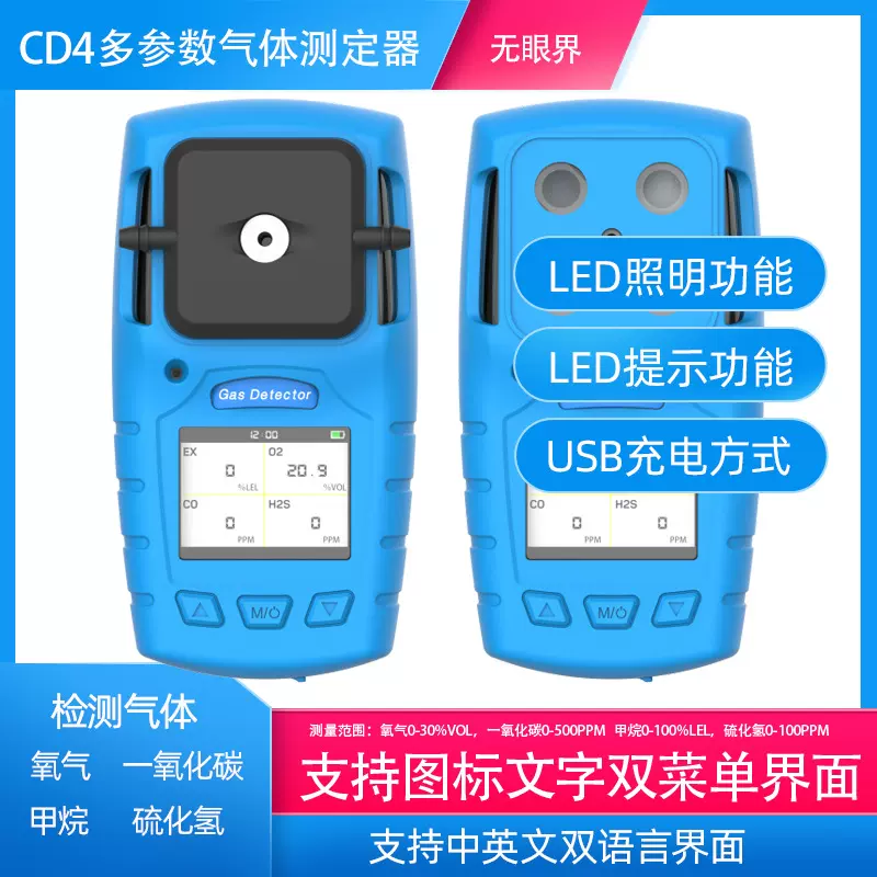 无眼界有毒有害气体检测  便携式四合一多参数气体检测仪