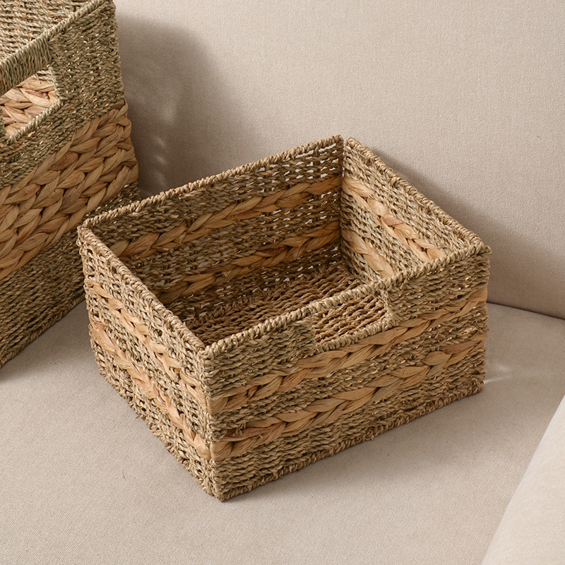 Cesta de almacenamiento de paja de calabaza personalizada canasta de almacenamiento de tela plegable canasta de almacenamiento de cajón de gabinete de cuadrícula de acabado doméstico