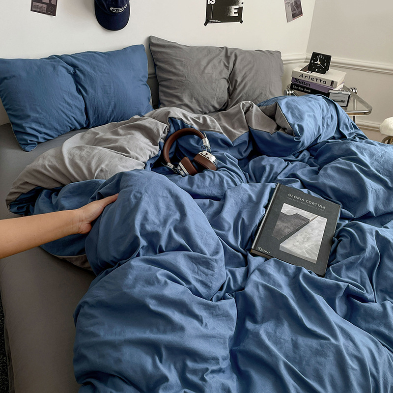 Madre y bebé clase A dormitorio desnudo cuatro piezas de algodón puro algodón colcha cubierta sábanas de cama de dormitorio de estudiantes tres piezas de conjunto