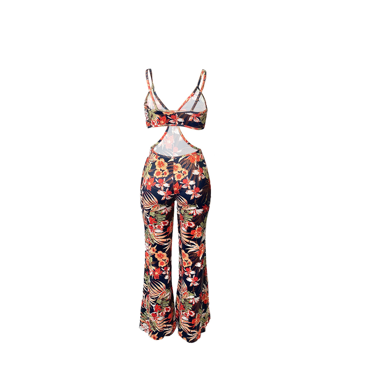 Women Clothing Spring Summer Beach Vacation Tube Top Hollow Out Cutout Jumpsuit