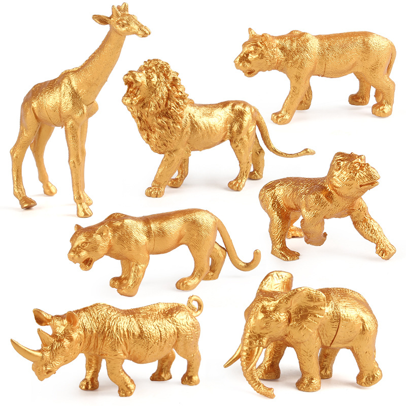 Jirafa de oro León rinoceronte decoración transfronteriza nueva decoración de zoológico de bosque dorado simulación de juguete