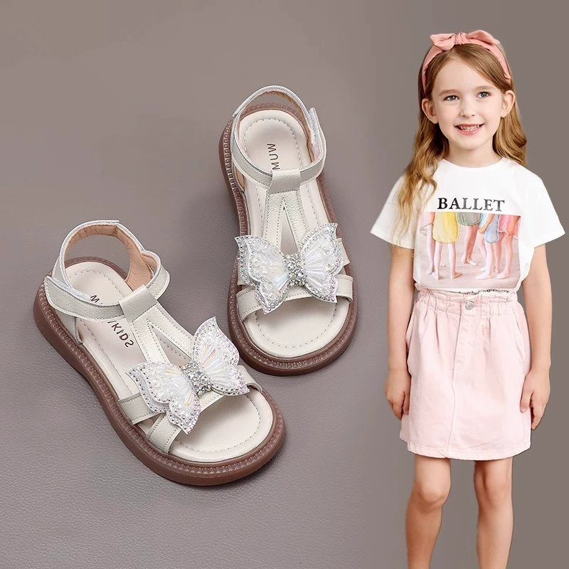 Обувь для девочек 2025 летний новый детский сандалий с мягким подошвением