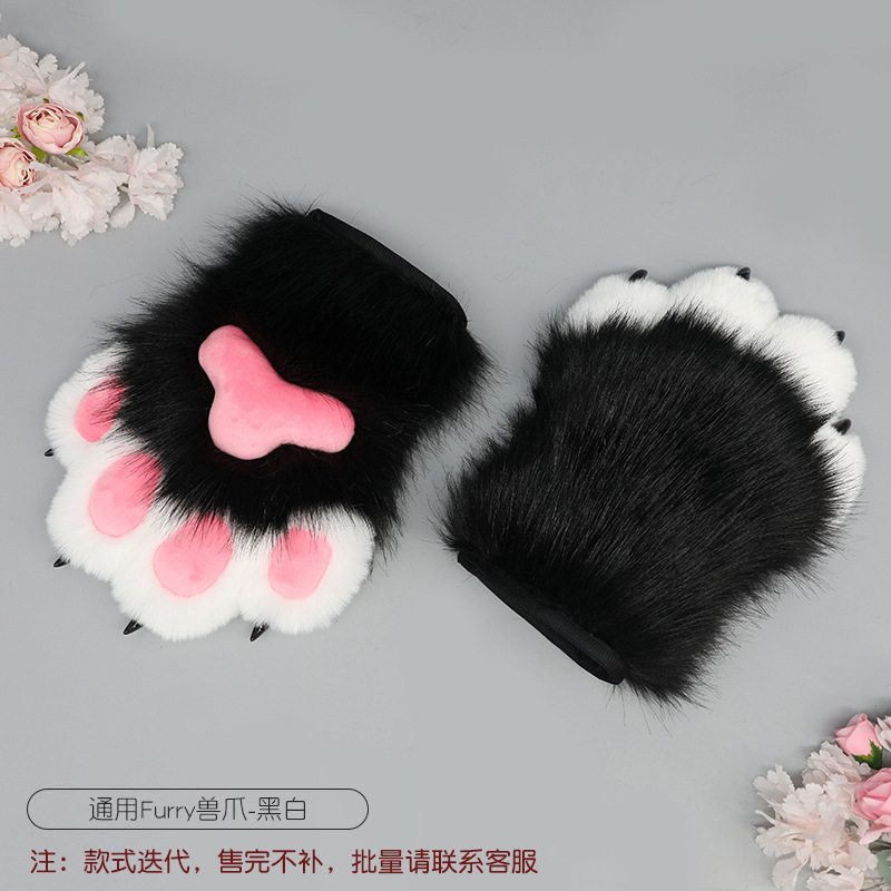 Accesorios de ropa de rol hechos a mano de una pieza fursuit accesorios de bestia felpa uñas animales guantes de garra