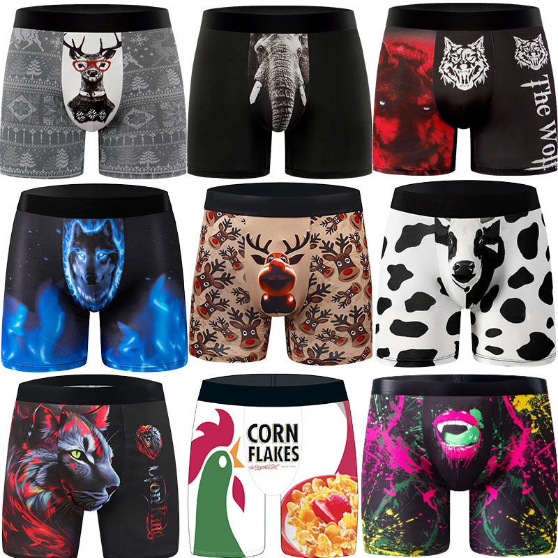 Temu Cross-Border Specializes in Supplying European and American Mid-Length Men's Underwear, Cute Cartoon 3D Printed Boxer Briefs, and Four-Corner Shorts Temu Cross-Border Specializes in Supplying European and American Mid-Length Men's Underwear, Cute Cartoon 3D Printed Boxer Briefs, and Four-Corner Shorts