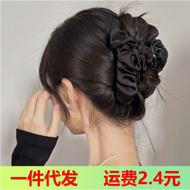 Save the Flat Head and Plump Back of the Head, Black Cloud Pleated 2025 New High-End Large Hairpin for Women