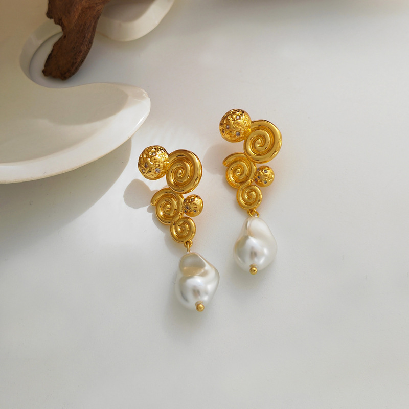 Fashion Geometric Copper Pearl Plating Inlay Zircon Earrings 1 Pair