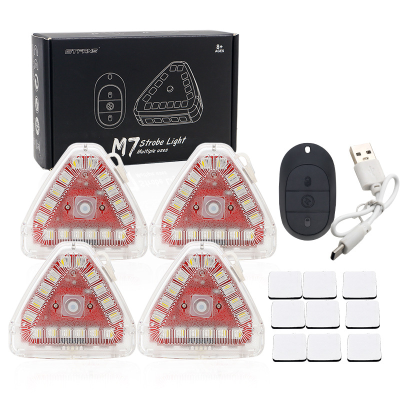 Lámpara triangular M7 super resistente al agua larga duración inalámbrica remoto transformación de luz de advertencia flash de motocicleta