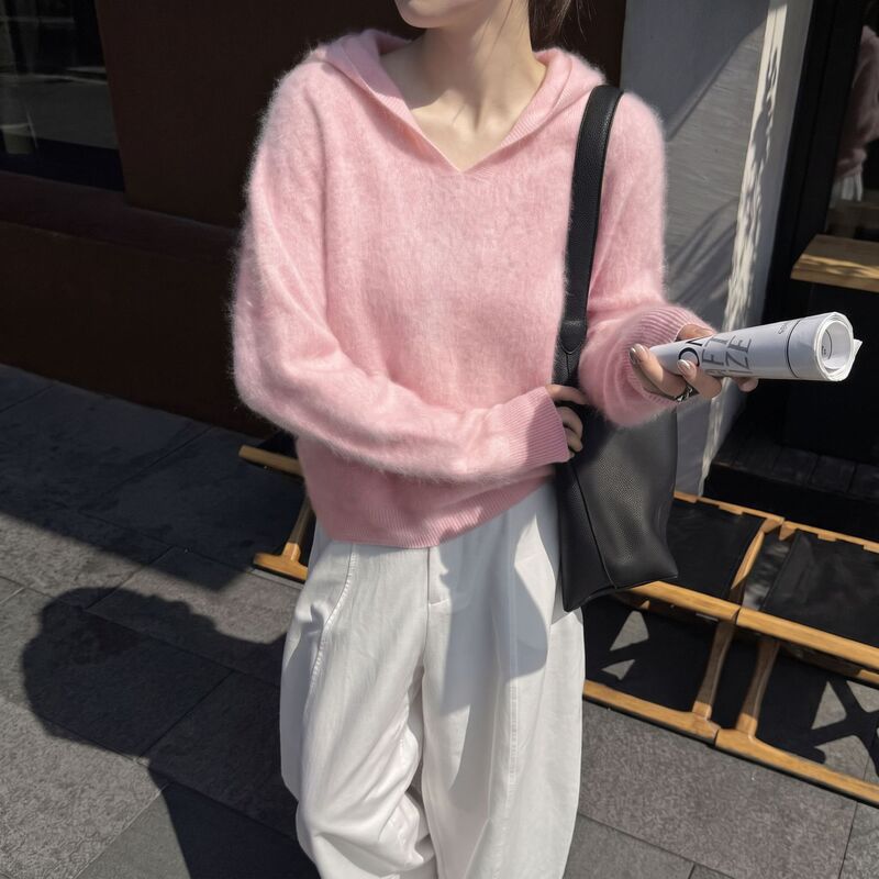 【Lafu Series】5% Cashmere Wool and Silk Blend Hooded Seamless One-Piece Knit Sweater for Women, Autumn 【Lafu Series】5% Cashmere Wool and Silk Blend Hooded Seamless One-Piece Knit Sweater for Women, Autumn