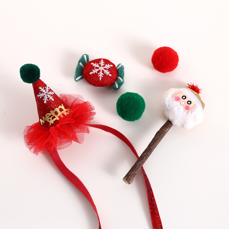 Mascotas de Navidad sombreros collares gatos hierba campana juguetes bola gatos perros accesorios cajas de regalo set de comercio exterior caja