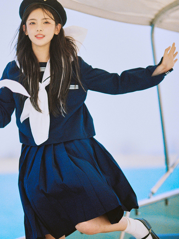 Yang Chaoyue Same Style Sailor Suit Orthodox jk Uniform Dark Blue Japanese School for Naval Academy Style Basic Suit