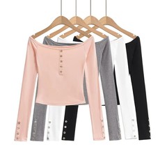 2025春夏の新商品ヨガ服の女性の高弾の通気性のボタンのタイトな運動の上着の1字の襟の高い腰の長袖の潮