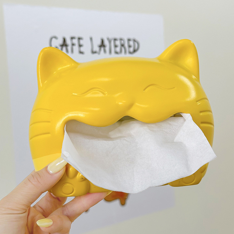 クリエイティブなハイエンドの笑顔の猫のティッシュボックス、自宅のリビングルーム、寝室、レストランのデスクトップティッシュボックスの装飾装飾品|undefined